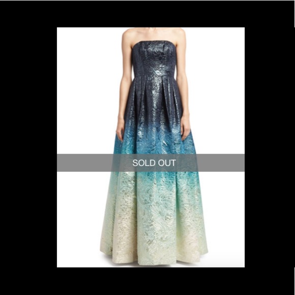 NWT Theia Strapless Ombré Brocade Gown - Picture 2 of 7
